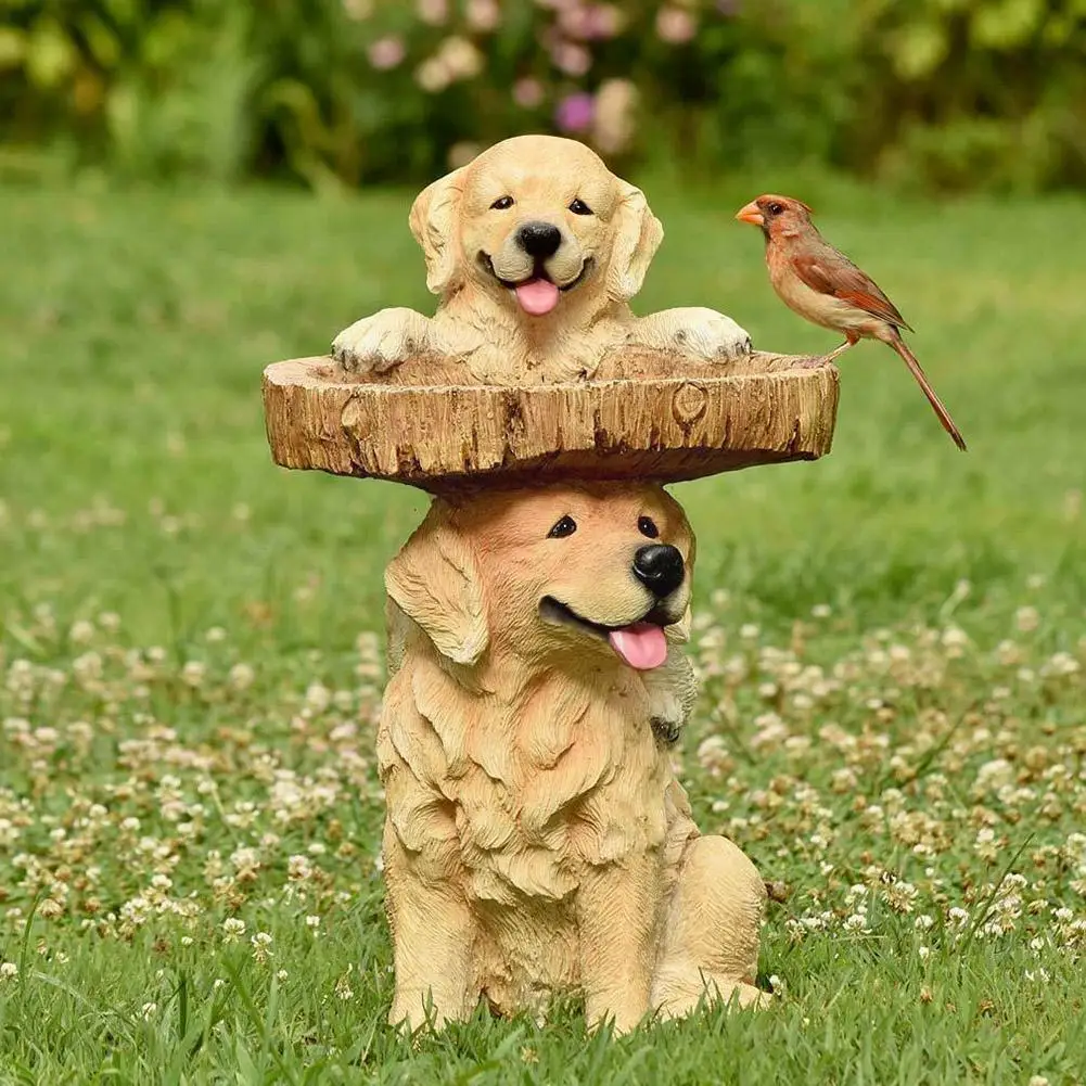 

1 шт., статуя щенка садовой собаки, украшение из смолы, аксессуар для птицы, аксессуары для двора, скульптуры, искусственная ванна, античный в...