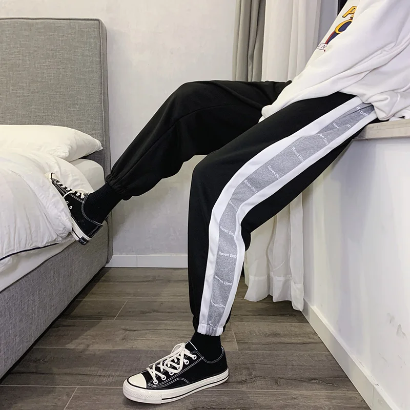 Мужские повседневные брюки Vomint эластичные трикотажные полной длины в полоску со