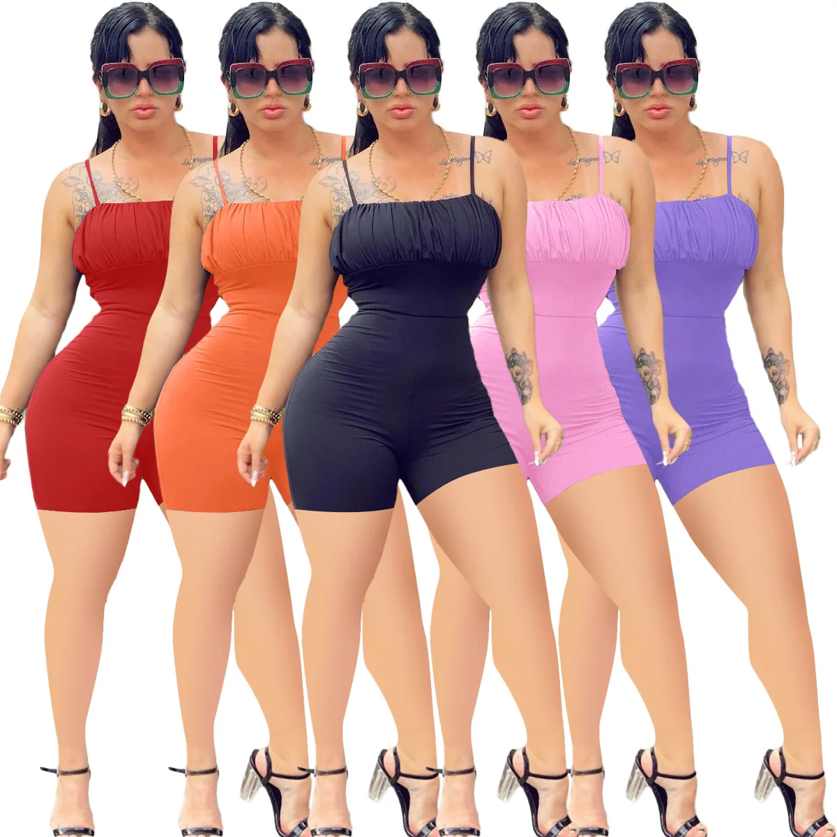 

Женский Повседневный Комбинезон, сексуальный бандажный Топ, модные сиамские шорты, купальник, пляжные велосипедные шорты