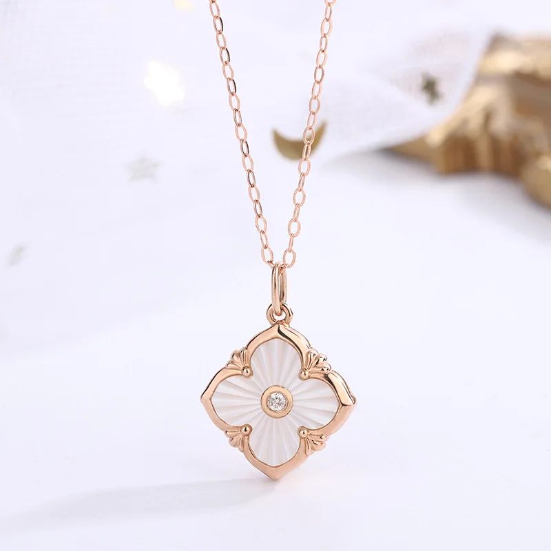 Цепочка YUNLI из 18-каратного твердого золота с подвеской ожерелье натуральным