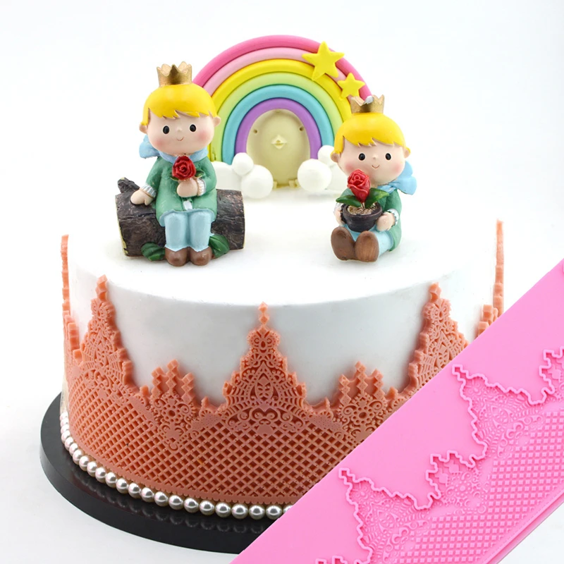 

Minsunbak новый толстый тип Корона кружево силиконовый глазурь форма кружевной коврик пирог с сахаром брюки для женщин инструмент