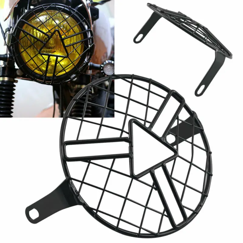 

6.5" Headlight Protector Cover Retro 165mm Metal Grill Parts Replacement