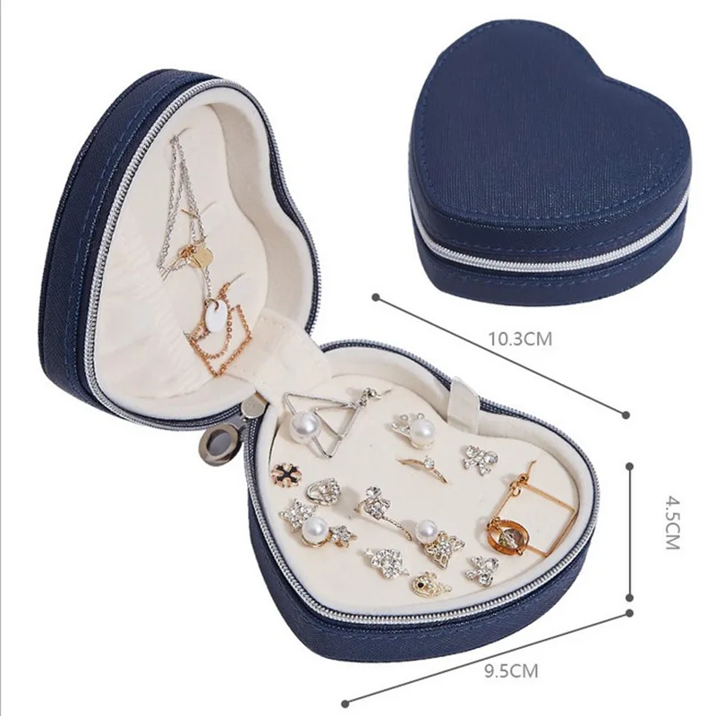 

2021 New 2-layers Jewelry Box Velvet Stud Jewelry Organizer Ring Necklace Makeup Holder Cases With Lock For Women