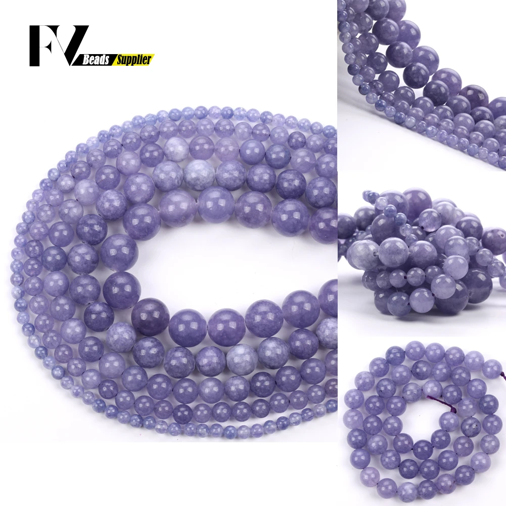 

Wholesale Natural Lavender Angelite Spacer Round Stone Beads For Jewelry Making DIY Bracelets Necklace Needlework 4-12mm 15"