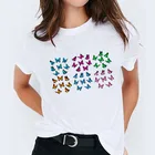 Женская футболка 2021 футболки с рисунком Бабочки Топ Женская модная белая футболка с коротким рукавом женские повседневные футболки