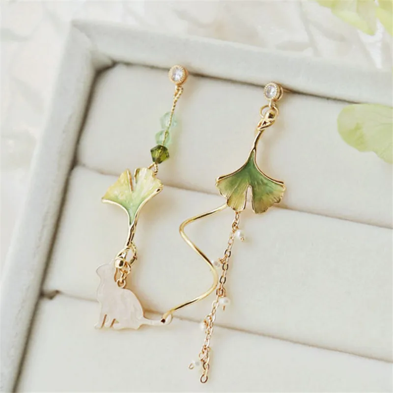 Японские маленькие свежие висячие серьги в форме кошки для женщин и девушек 2020