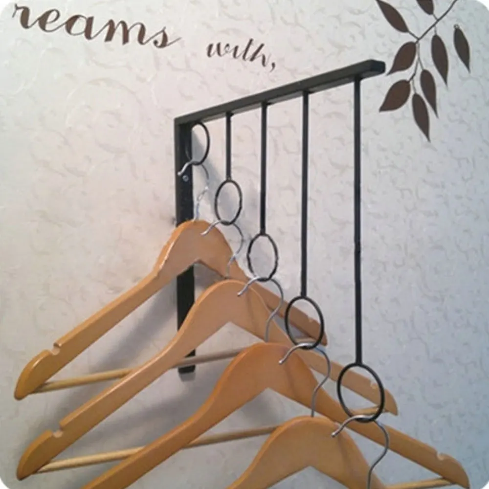 

Iron Clothes Display Rack Coat Robe 5 Ring Holder Rack Wall Hanger Mount Hook Show Shelf Hook