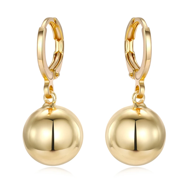 

Маленькие серьги-кольца Dayoff в европейском стиле золотого цвета с шариками для женщин, простые шикарные круглые серьги-подвески с бусинами, ...