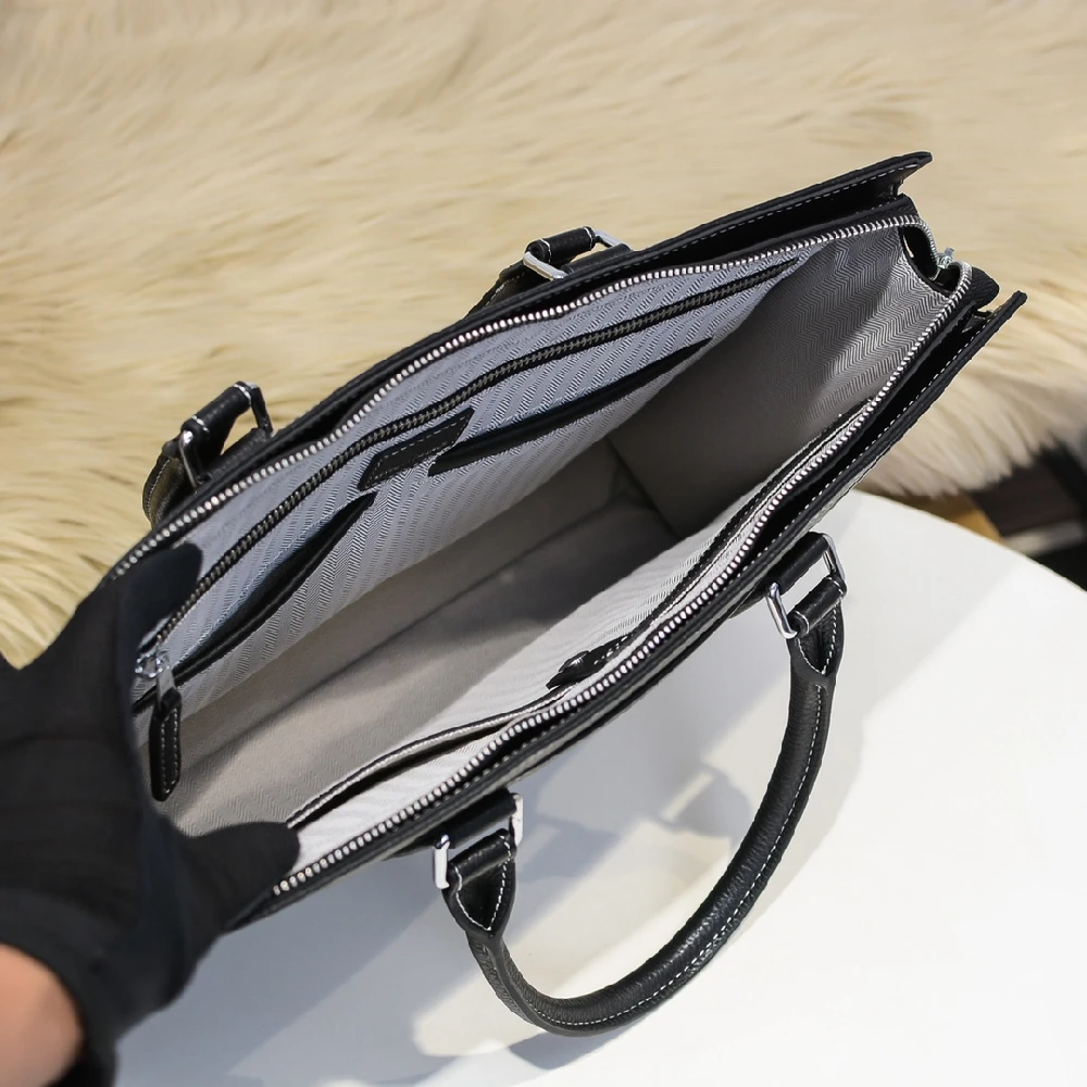 

Leather briefcase fashion office handbag large capacity messenger bag