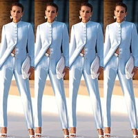 sky blue mother of the bride suits women formal party evening suits slim fit work wear ladies office tuxedos guest wedding outfi