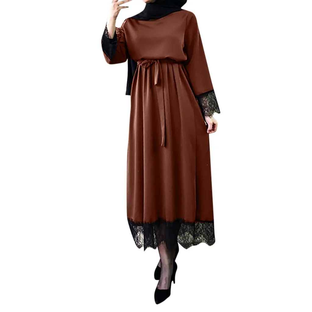 Женское кружевное платье повседневное мусульманское абайя Дубай Рамадан Турция