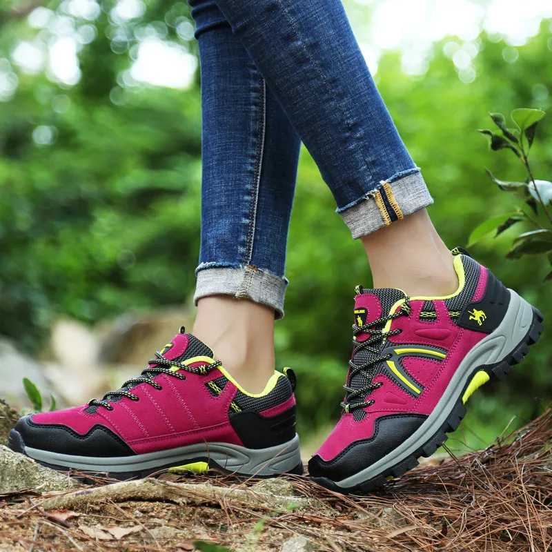 CAMEL JINGE 2021 New Professional Red Women Hiking Shoes Sneakers Unisex Outdoor Shoes Sports Non-slip Rubber Trekking Shoes Men