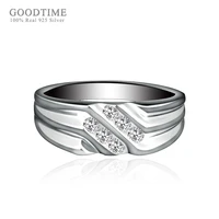 luxury man ring jewelry male gift zircon wedding rings pure100 925 sterling silver ring for party decoration