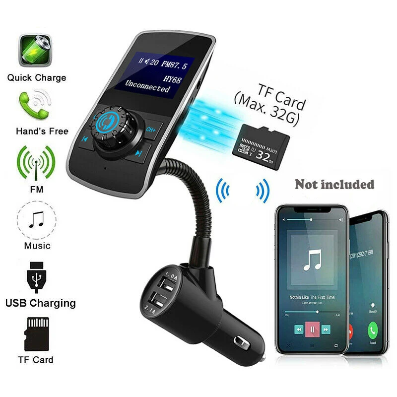 

Car Wireless Handsfree Kit FM Transmitter MP3 Player USB Charger LCD Display Car Charger Quick AUX Interface Voltage Monitor