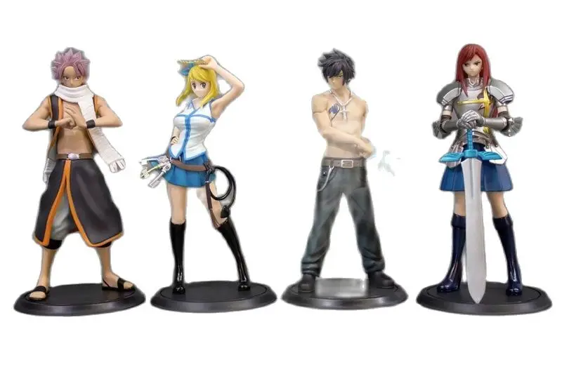 Anime Fairy Tail Etherious Lucy Heartfilia Erza Scarlet Natsu Dragneel Gray Fullbuster PVC Action Figures Model Toys Doll Gifts