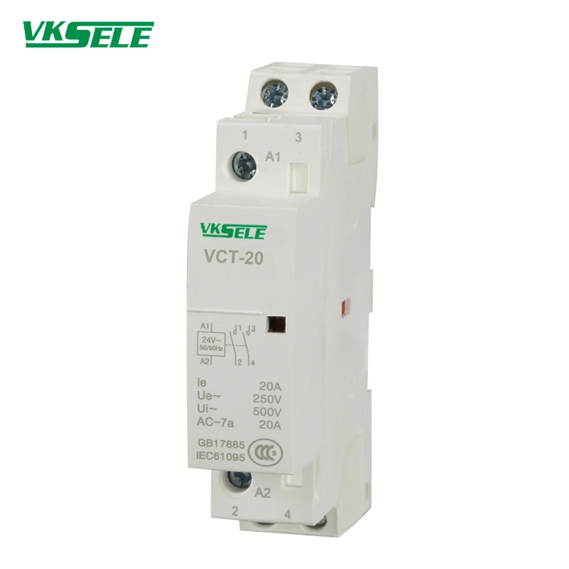 

VCT-20 20A Household Magnetic 24v 2P 1NO1NC Modular Types Of Contactor