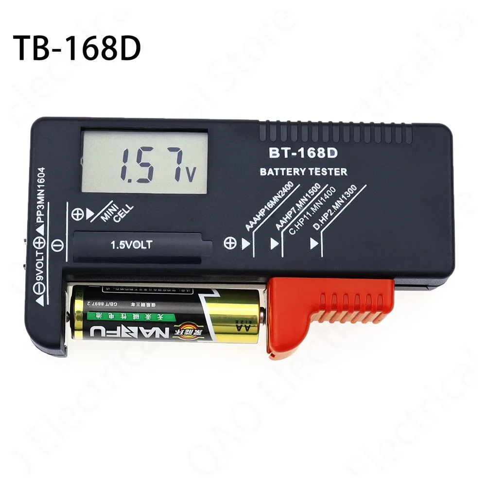 Цифровой тестер емкости аккумуляторов BT168D с ЖК-дисплеем BT-168D для батарей 9 в 1 5 AA AAA