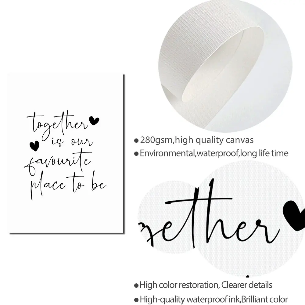 Quote Poster Together Is Our Favourite Place To Be Canvas Painting Art Print Nordic Modern Wall Picture For Bedroom Home Decor | Дом и сад