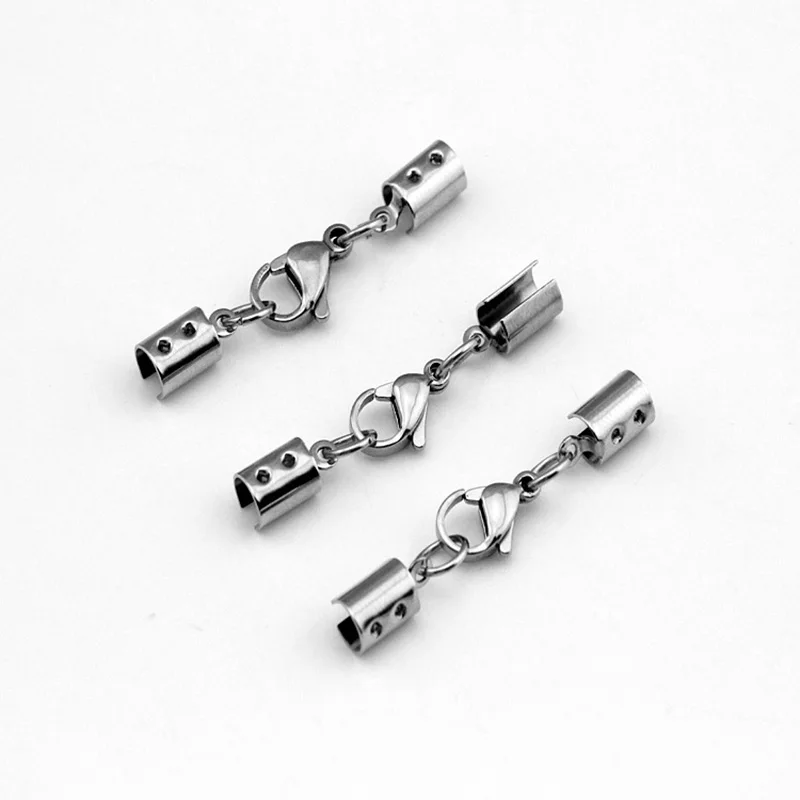 10 шт./лот кожаные шнуры из нержавеющей стали застежки карабины соединители для