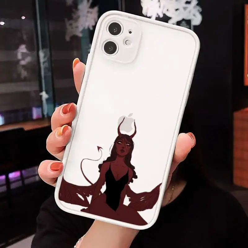 

Devil woman sexy girl Phone Case Matte Transparent for iPhone 7 8 11 12 s mini pro X XS XR MAX Plus cover funda