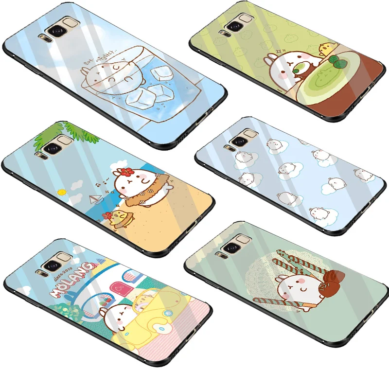 Cutest Kawaii Box Potatoes Rabbits Molang Case Glass for Samsung S7 Edge S8 S9 Plus Note 8 9 10 S10 A10 A20 A30 A40 A50 A60 A70 |