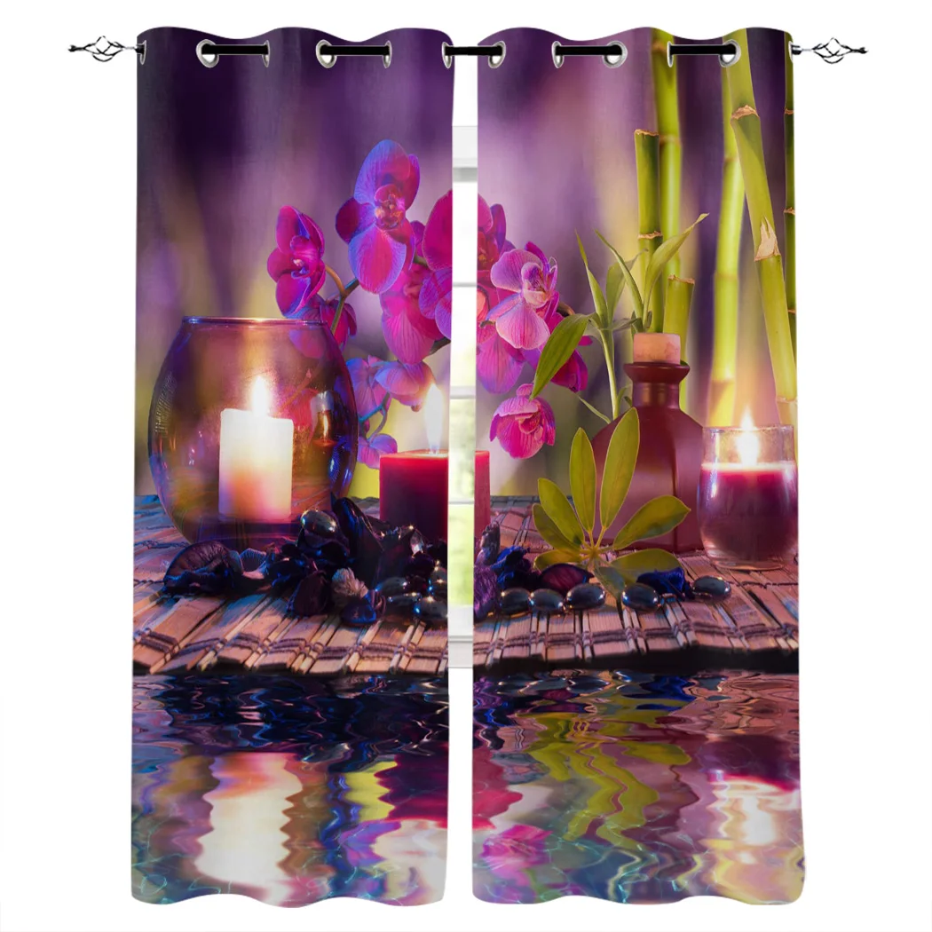 Фиолетовая свеча Орхидея Бамбуковые оконные шторы гостиная кухня для спальни