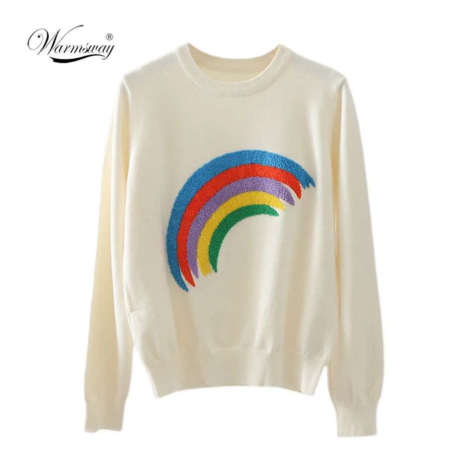 

Japanese Kawaii Sweater Rainbow Pullover Warm Tops for Fall Winter C-096