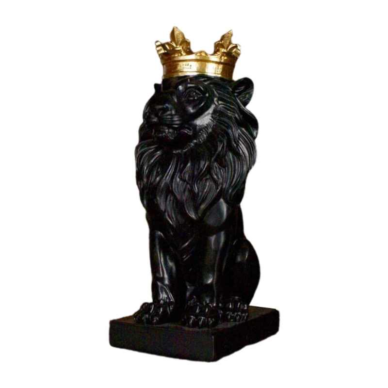 

Abstract Crown Lion Statue Male Lion Faith Resin Sculpture Collectible Figurines Animal Model Crafts Ornaments