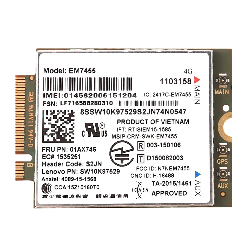 

EM7455 WiFi Card FRU 01AX746 LTE 3G 4G Card for Thinkpad X1 Carbon 5Th Gen X270 T470 T470S T470P T570 L570 L470 P51 P71