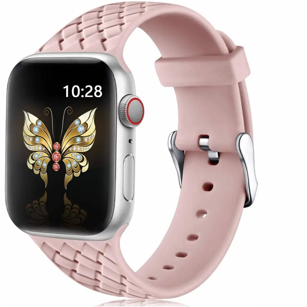 Спортивный силиконовый ремешок для apple watch 5 4 band 44 мм/40 мм correa iwatch series 5 4 3 2 1 42 мм/38 мм Резиновые наручные часы ремень - Цвет ремешка: rose pink