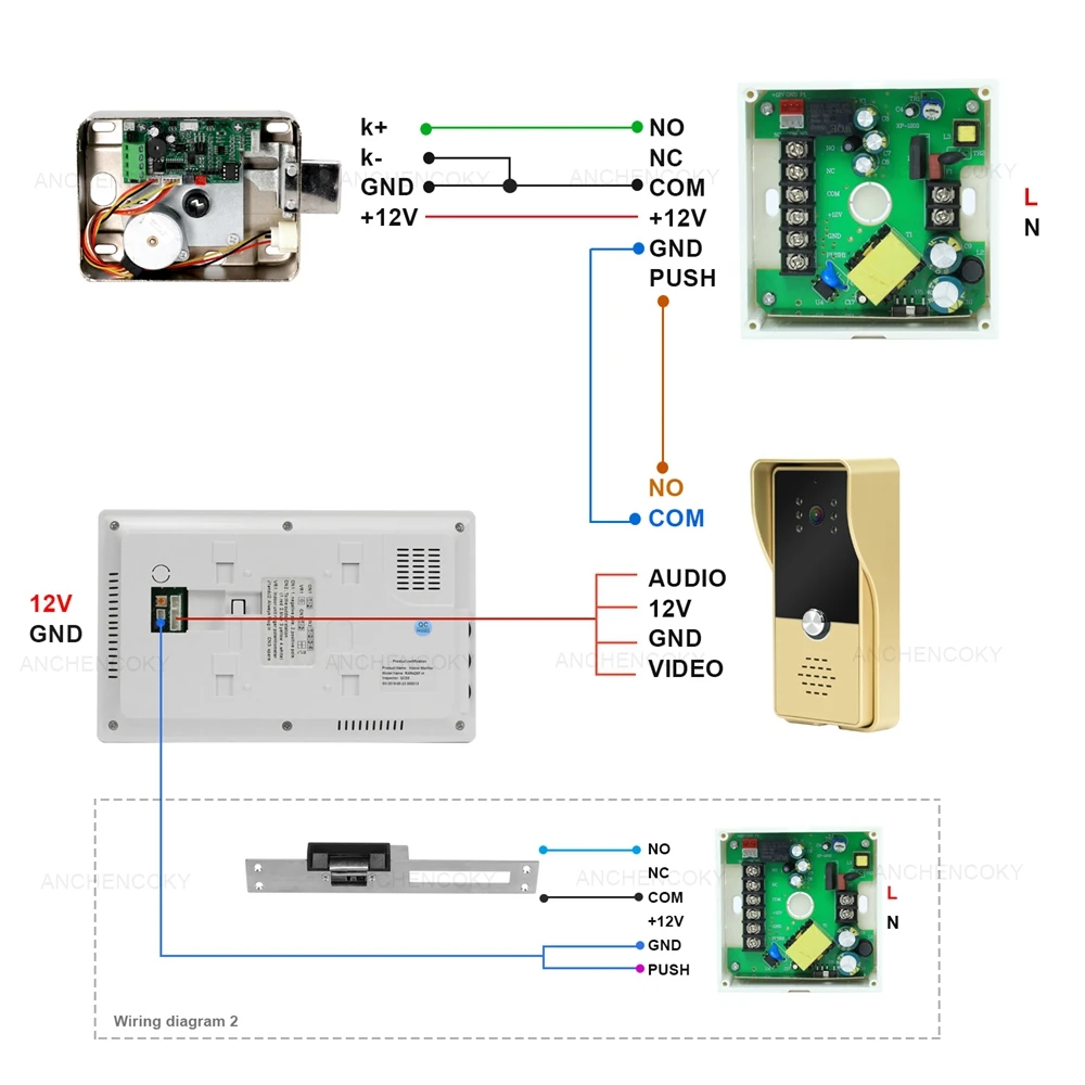 anchencoky7 inch video door phone intercom video doorbell camera support electronic locks unlock for household safety system free global shipping