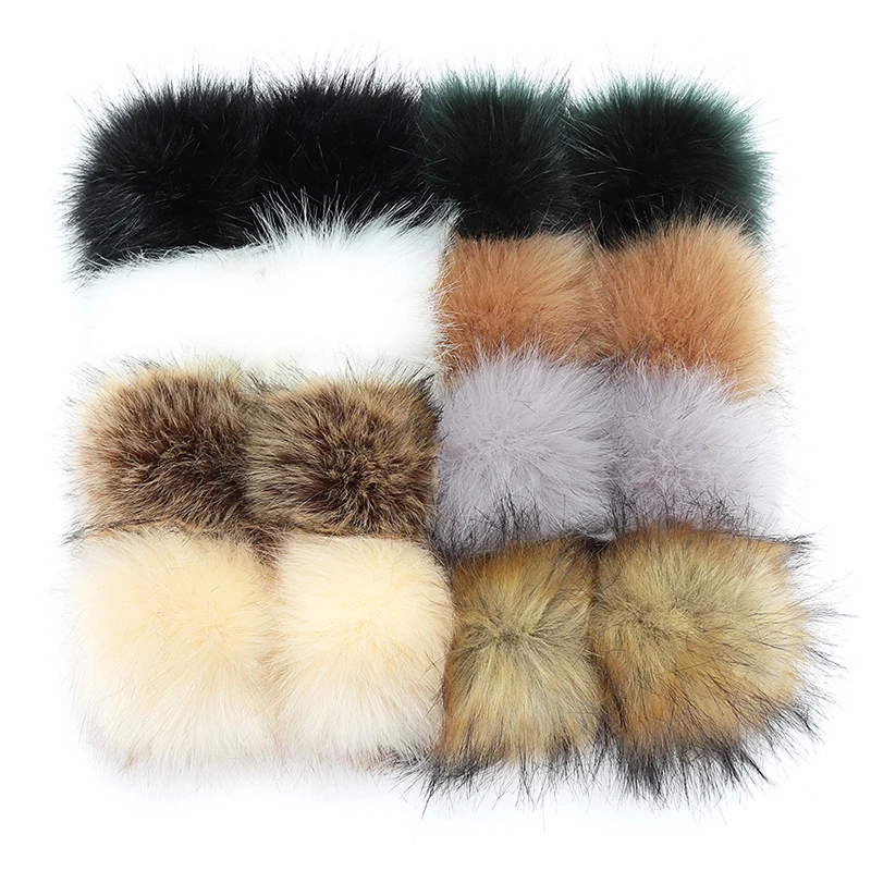 

Sweet Multicolor Faux Fox Fur Pompom DIY Colorful 10cm Dark Buckle Women Caps Hairball Durable Cute Shoes Accessory Jewelry