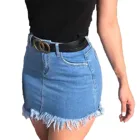 Повседневная прямая джинсовая юбка с высокой талией, женская летняя синяя однотонная мини-юбка с карманами и поясом, Универсальная джинсовая юбка, популярная короткая юбка, 2021