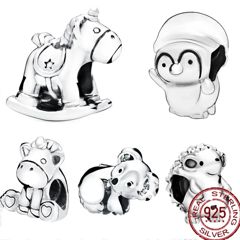 

2021 Winter New Real 925 Sterling Silver Beads Cute Penguin Christmas Charms fit Original Pandora Bracelet Women DIY Jewelry