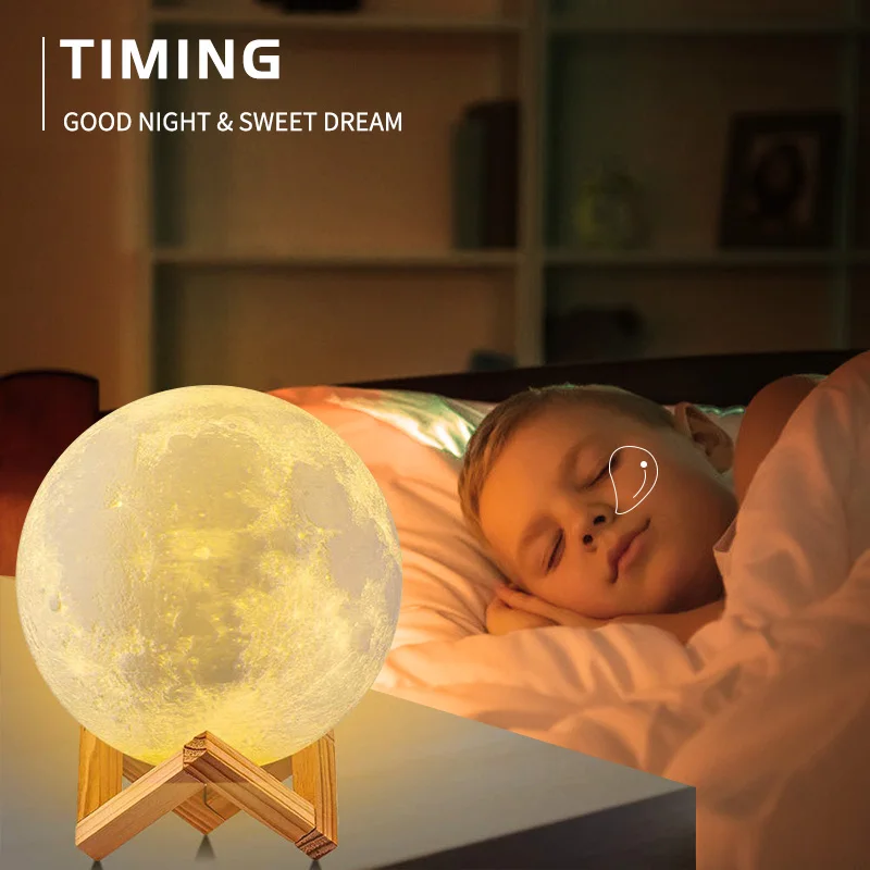 

3D Print LED Night Light For Bedroom Deco Moon Lamp Moonlight Rechargeable Remote Color Change Children's Lights Lover Gift