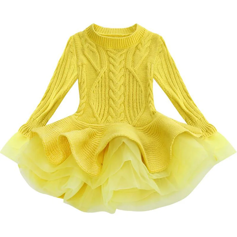 Girls Sweater Autumn Winter Organza Dress Long Sleeve Puff Princess Outdoor School Performance Show Ho | Детская одежда и обувь