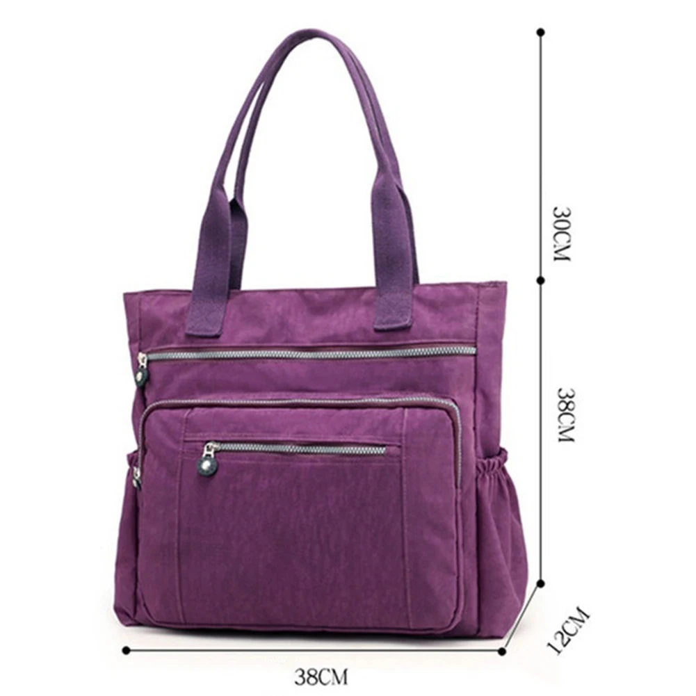

Casual Women Solid Color Multi Pocket Zip Handbag Nylon Shoulder Storage Bag