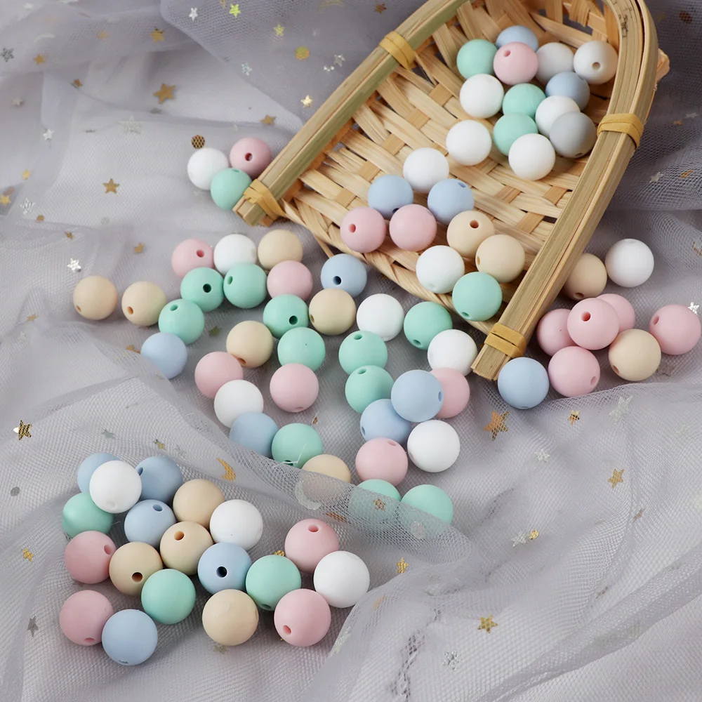 

tyry.hu 30PC Baby Teething Beads 15mm silicone pearls Food Grade Dentition DIY Jewelry Baby Teethers Necklace Nurse Gift