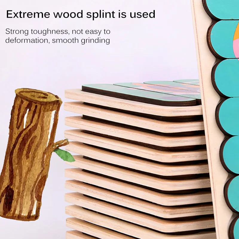 

Montessori Kids Brain Wooden Double-Sided Toys 3D Puzzle Creative Strip Puzzle Telling Stories Stacking Jigsaw Toy For Children