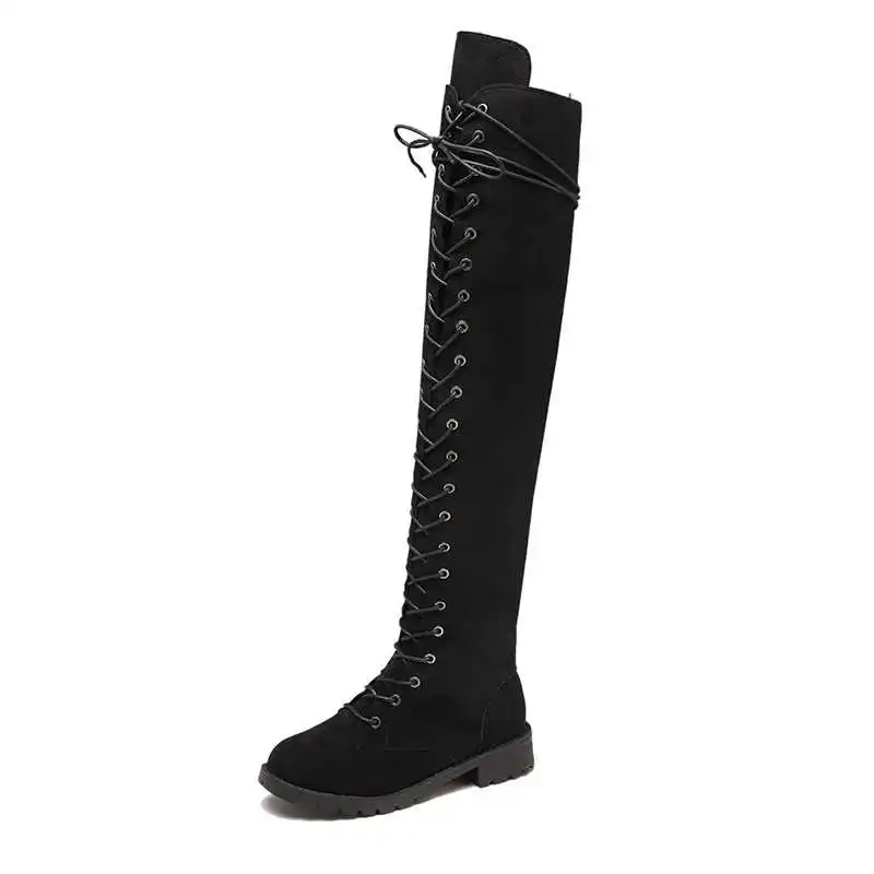 

Large Martin boots round head square heel slim over knee boots Knight boots