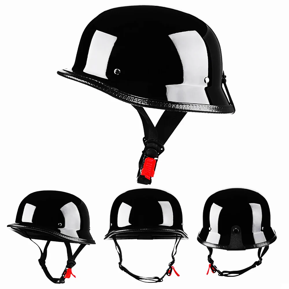 Унисекс Ретро мотоциклетные шлемы матовые черные немецкие полулицевые Chopper Cruiser