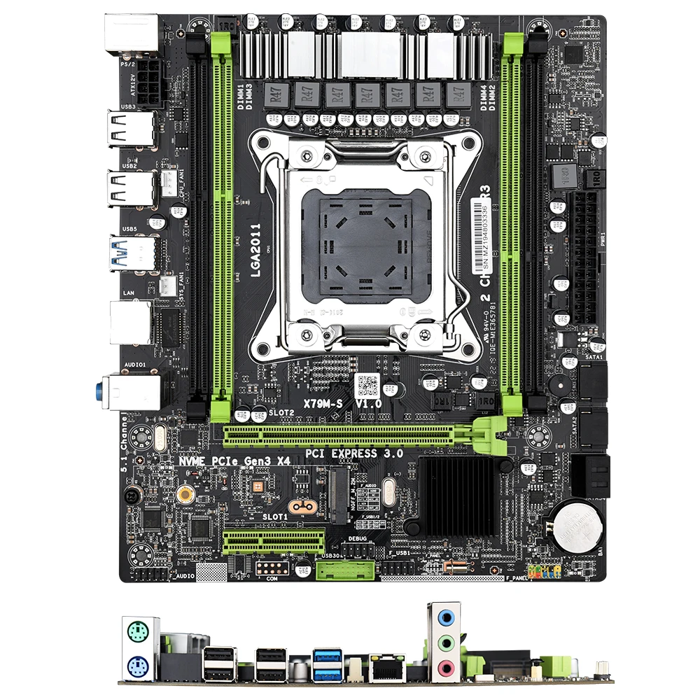 Материнская плата JINGSHA X79 материнская LGA2011 CPU ATX SATA PCI-E NVME M.2 SSD 2.0 LGA 2011 двухканальный