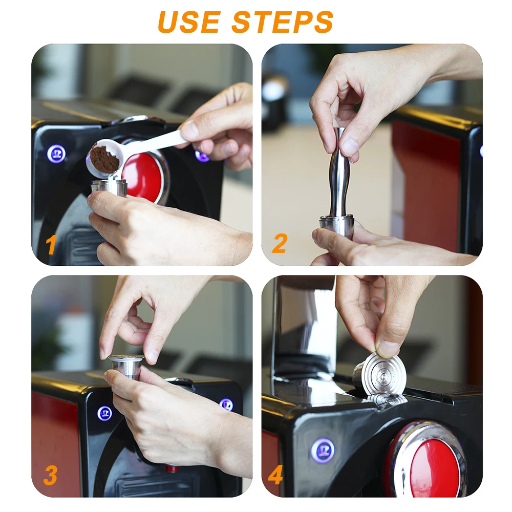 

Refillable Reusable Coffee Capsules Metal Pods Cup For Nespresso U Machines 2