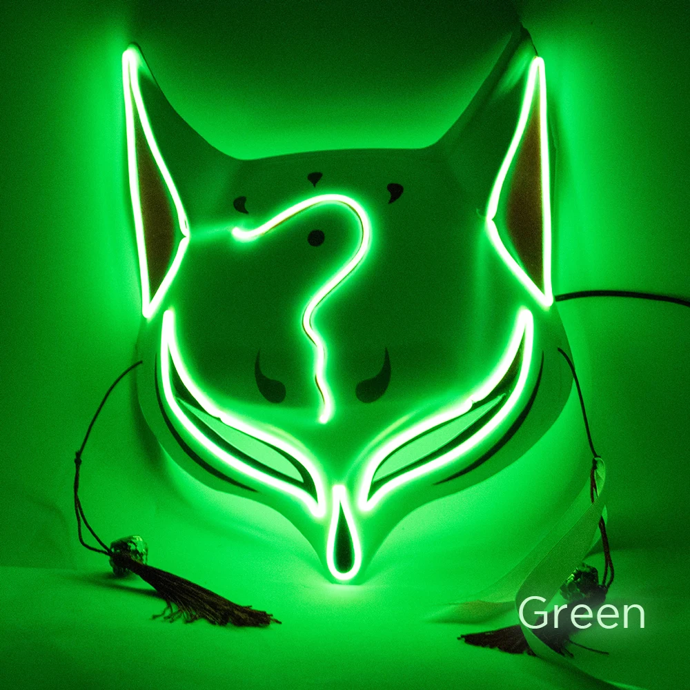 Хэллоуинский комплект «Lighted Kitsune Fox Led Mask Costume Rave Cosplay EDC Party Masque Masquerade Masks Neon Glowing on».