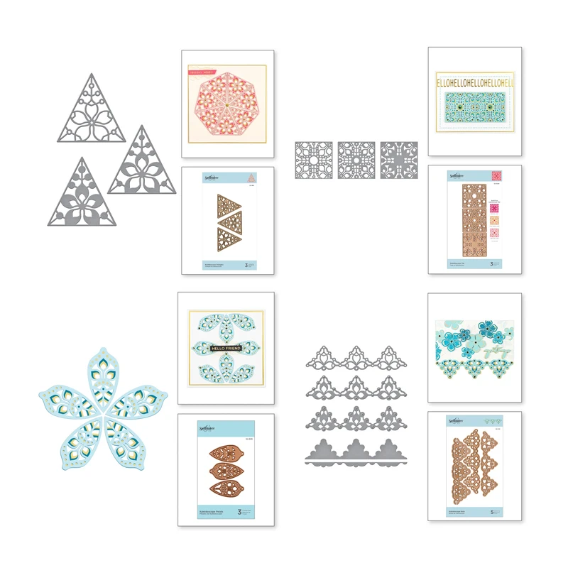 

Kaleidoscope New Cutting Dies Petal Shape Triangle Tile Scrapbooking Stencils for Decoration Craft Punching Stencils Embossing
