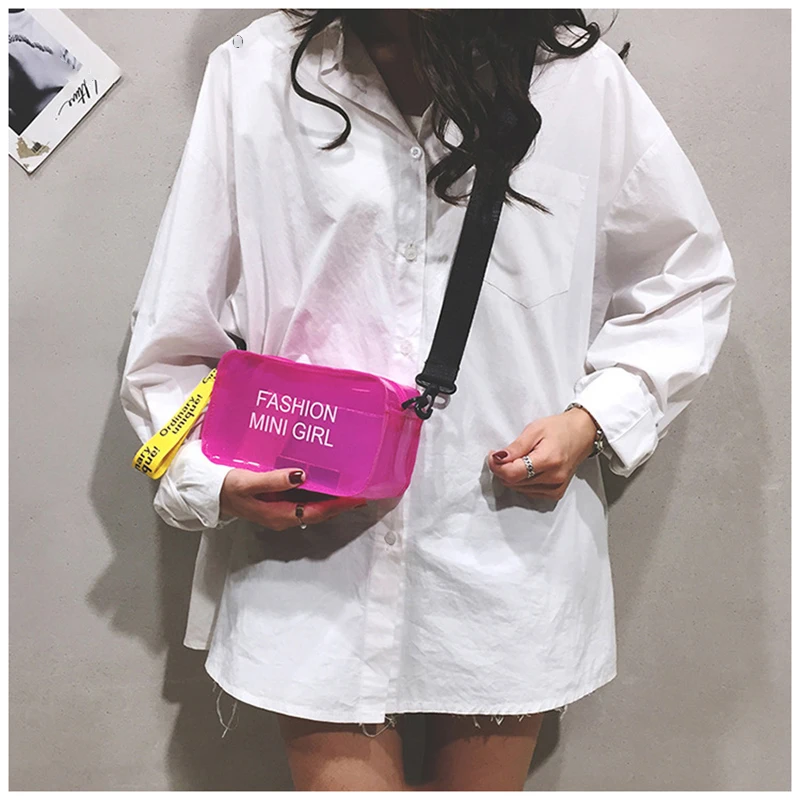 Мини Лазерная сумка через плечо 2019 ПВХ Желе небольшая сумки лазерная