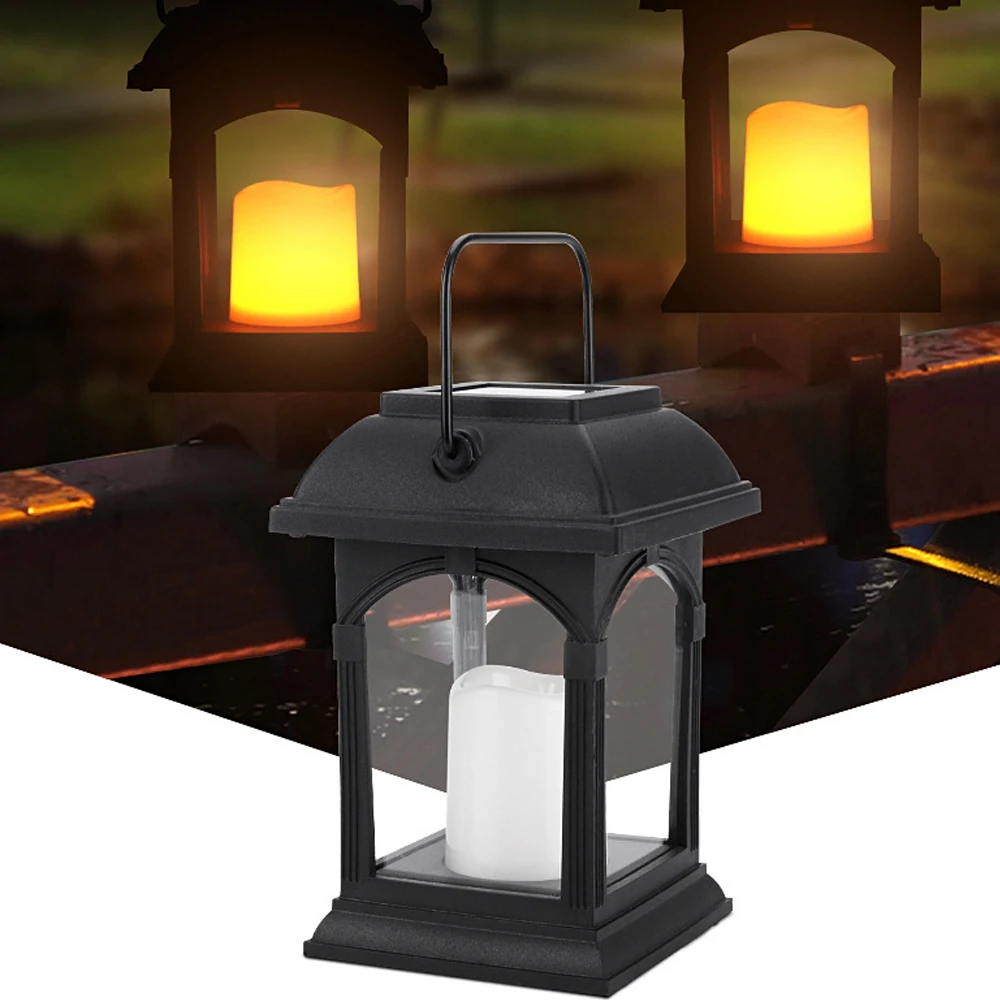 

Solar LED Candle Lantern Light Courtyard Outdoor Garden Patio Hanging Decorative Lamp Waterproof Warm Security Night Lighting
