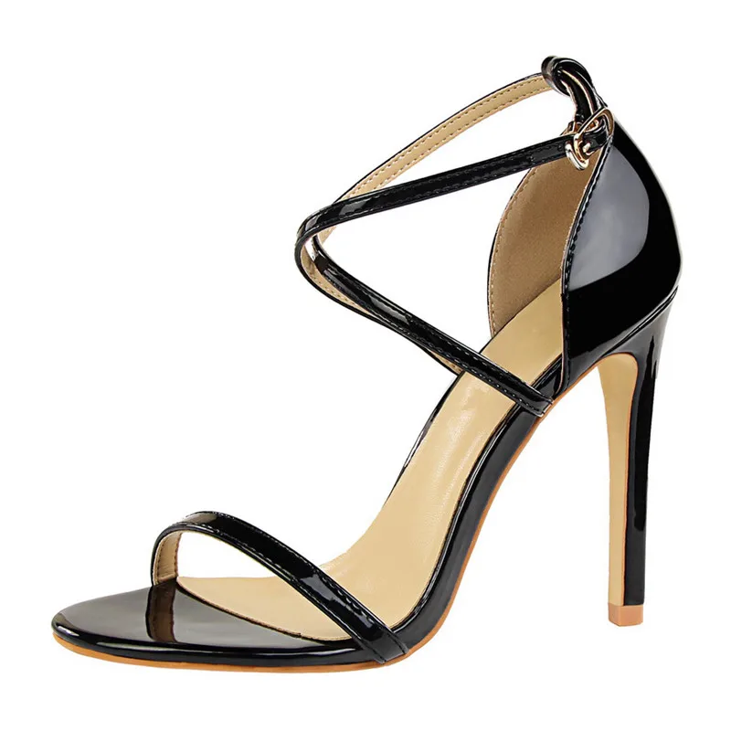 

Women Sexy Stiletto Sandals Female Patent Leather Thin High Heels Ankle Strap Shoes Ladies Fashion Footwear DS-C0238