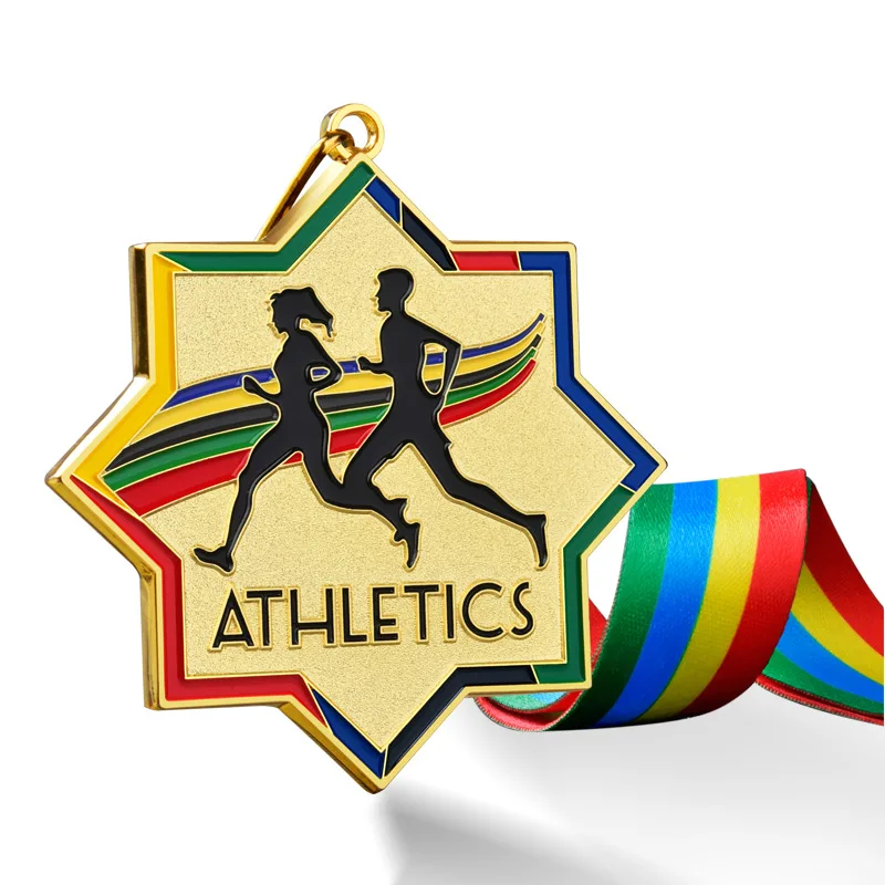Running Medal Custom Factory Outlet School Sports Team Ribbon Sports Medal Free Engraving High Quality Metal Gold Silver Bronze