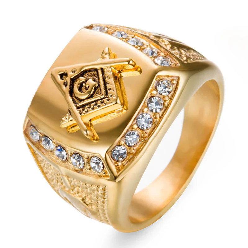 

The New Creative European and American Freemasonry Men Ring Trendy personality fashion hip-hop nightclub ring Jewelry wholesale
